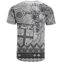 Vintage Bula Fiji Personalised T Shirt Beige Hibiscus Tapa Pattern