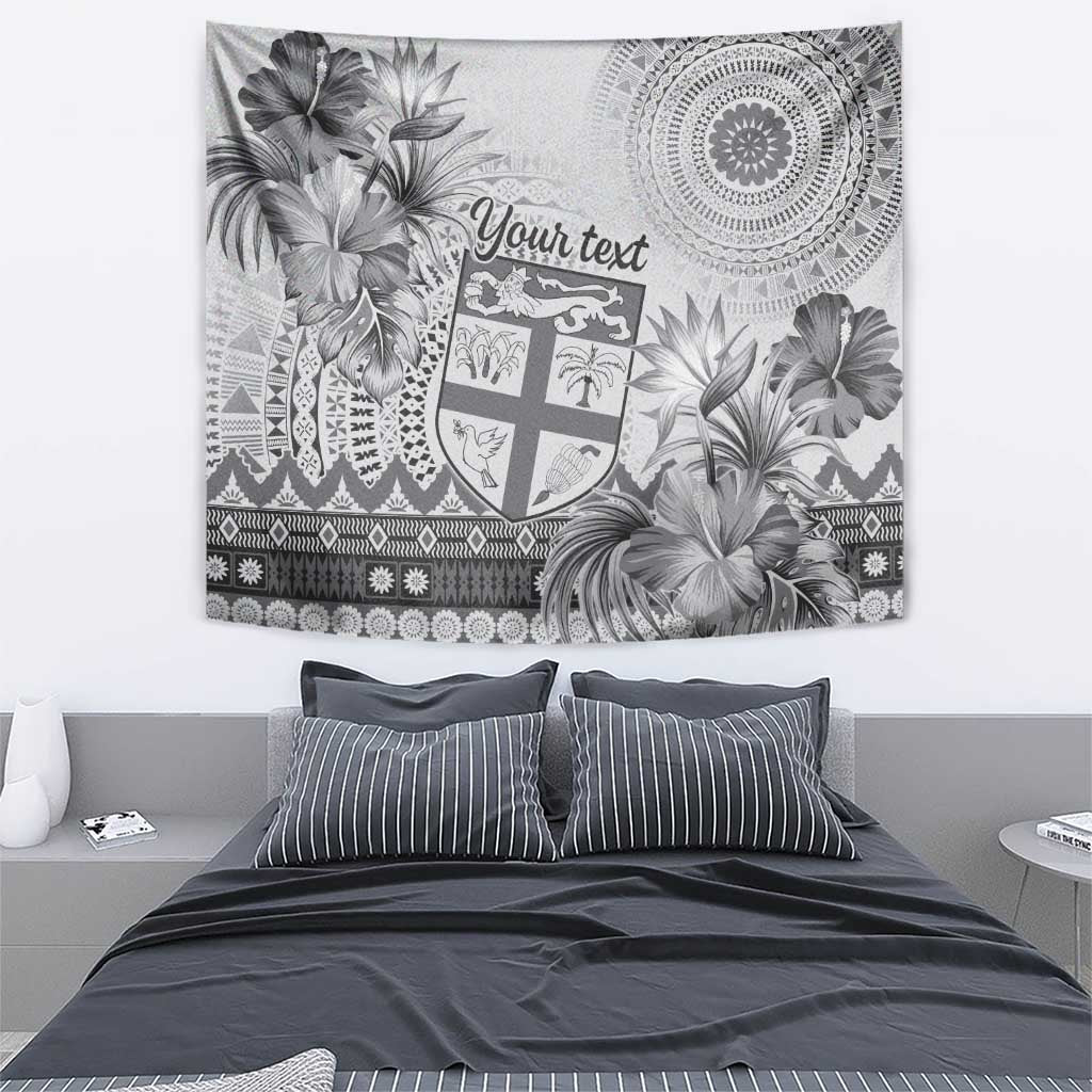 Vintage Bula Fiji Personalised Tapestry Beige Hibiscus Tapa Pattern LT9