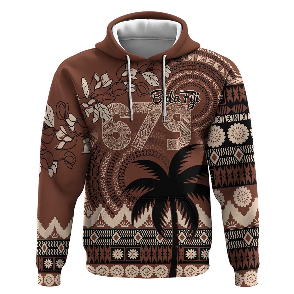 Personalised Bula Fiji 679 Hoodie Fijian Tagimoucia Masi Tapa Art LT9 Pullover Hoodie Brown - Polynesian Pride