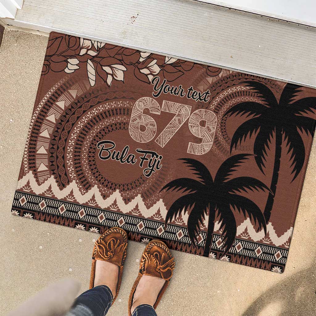Personalised Bula Fiji 679 Rubber Doormat Fijian Tagimoucia Masi Tapa Art