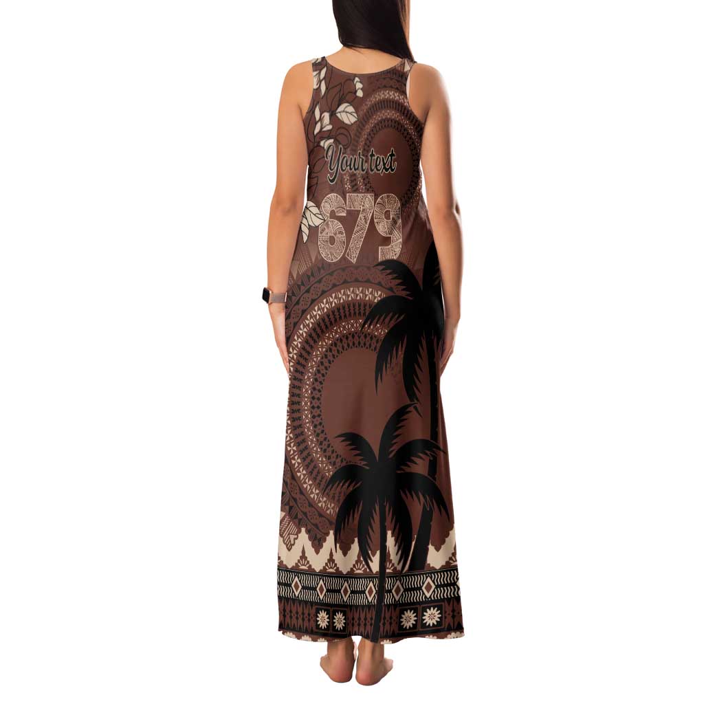 Personalised Bula Fiji 679 Tank Maxi Dress Fijian Tagimoucia Masi Tapa Art