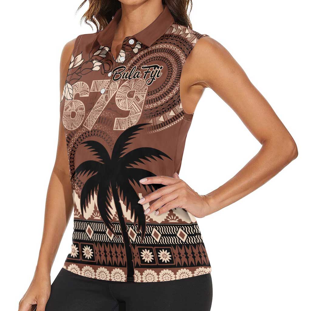 Personalised Bula Fiji 679 Women Sleeveless Polo Shirt Fijian Tagimoucia Masi Tapa Art