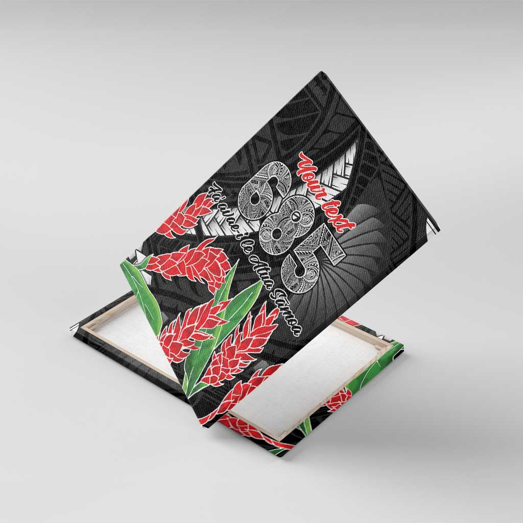 Personalised Samoa 685 Canvas Wall Art Teuila Flower With Black Samoan Tattoo