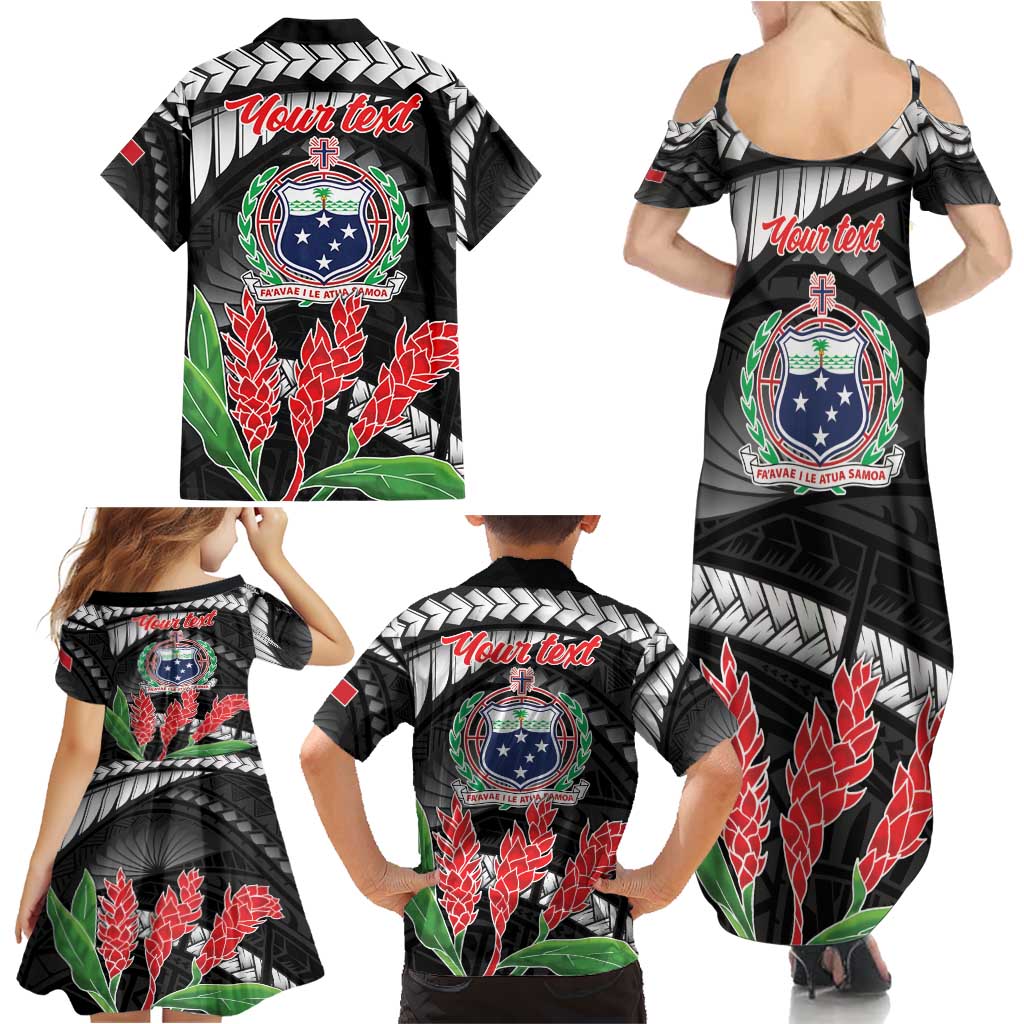 Personalised Samoa 685 Family Matching Summer Maxi Dress and Hawaiian Shirt Teuila Flower With Black Samoan Tattoo