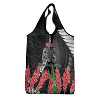 Personalised Samoa 685 Grocery Bag Teuila Flower With Black Samoan Tattoo