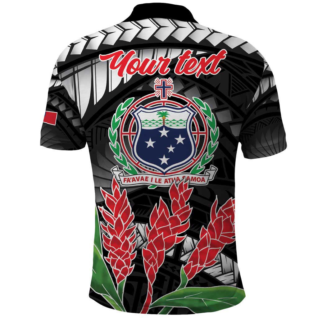 Personalised Samoa 685 Polo Shirt Teuila Flower With Black Samoan Tattoo