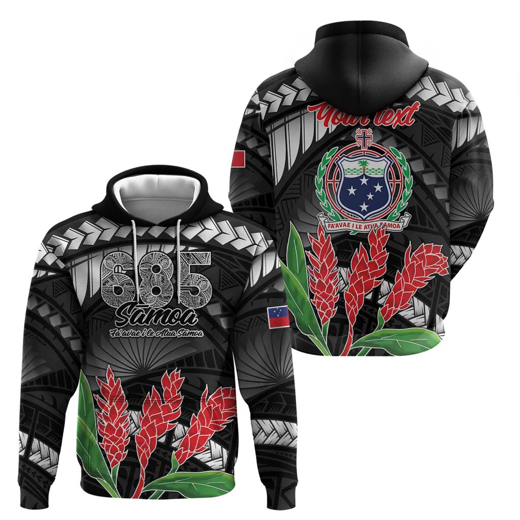 Personalised Samoa 685 Zip Hoodie Teuila Flower With Black Samoan Tattoo