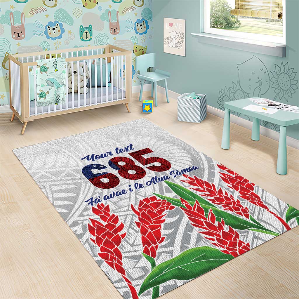 Personalised Samoa 685 Area Rug Teuila Flower With White Samoan Tattoo