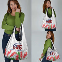 Personalised Samoa 685 Grocery Bag Teuila Flower With White Samoan Tattoo