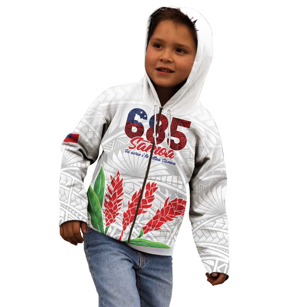 Personalised Samoa 685 Kid Hoodie Teuila Flower With White Samoan Tattoo