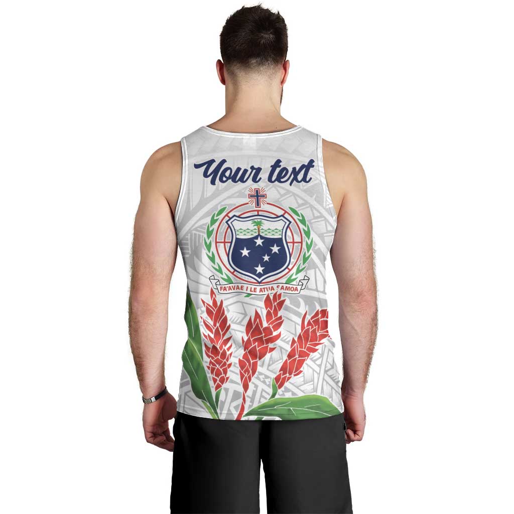 Personalised Samoa 685 Men Tank Top Teuila Flower With White Samoan Tattoo