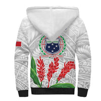 Personalised Samoa 685 Sherpa Hoodie Teuila Flower With White Samoan Tattoo