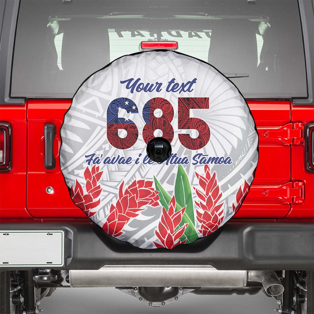 Personalised Samoa 685 Spare Tire Cover Teuila Flower With White Samoan Tattoo