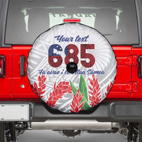 Personalised Samoa 685 Spare Tire Cover Teuila Flower With White Samoan Tattoo