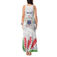 Personalised Samoa 685 Tank Maxi Dress Teuila Flower With White Samoan Tattoo
