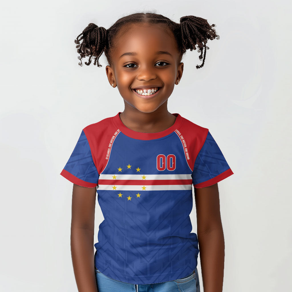 Cape Verde Atlantic Stars Custom Kid T shirt Football 2026 Supporter LT9 Blue - Polynesian Pride