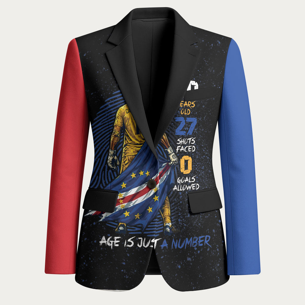 Cape Verde Goalkeeper Personalized Blazer 40 Years Old 27 Shots Zero Goals Vintage LT9 Unisex Black - Polynesian Pride