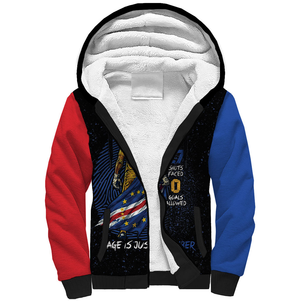 Cape Verde Goalkeeper Personalized Sherpa Hoodie 40 Years Old 27 Shots Zero Goals Vintage LT9 Unisex Black - Polynesian Pride