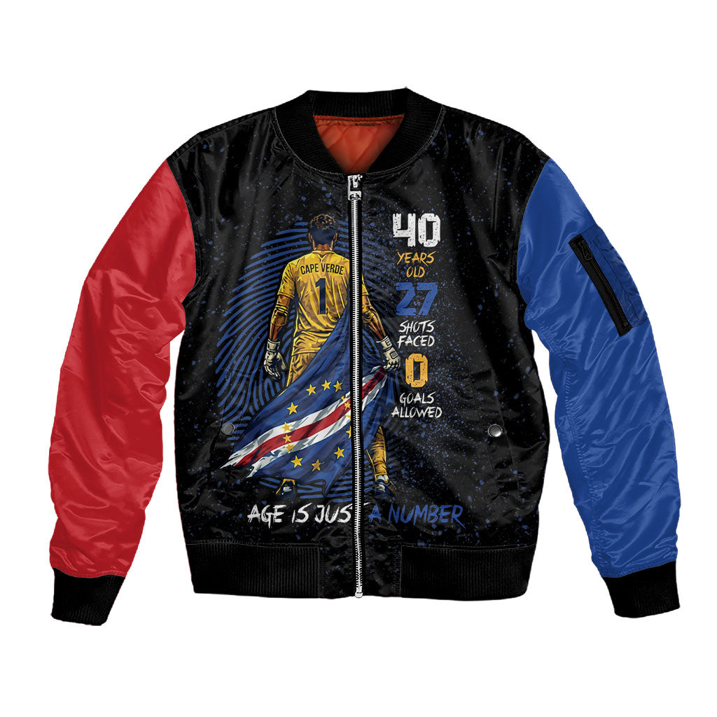 Cape Verde Goalkeeper Personalized Sleeve Zip Bomber Jacket 40 Years Old 27 Shots Zero Goals Vintage LT9 Unisex Black - Polynesian Pride