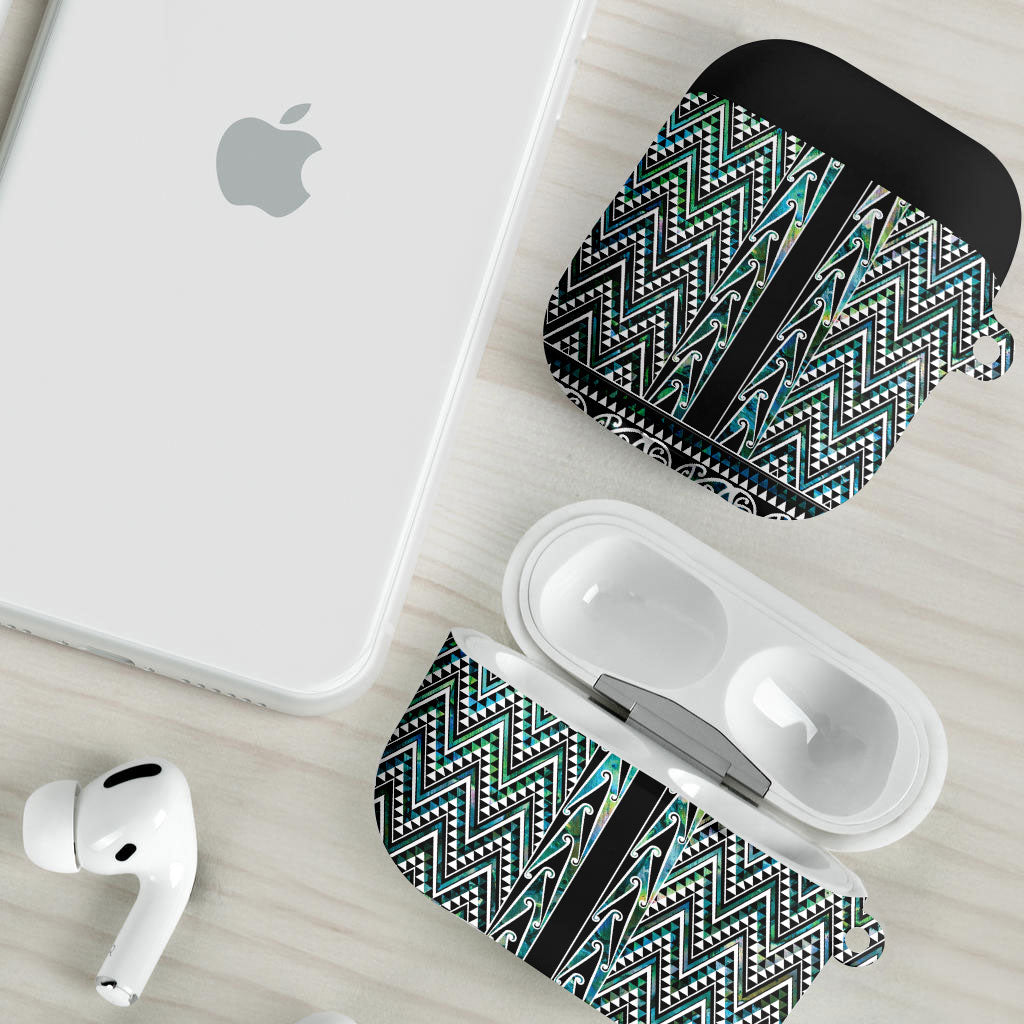 New Zealand Maori Niho Taniwha AirPods Case Papua Shell - Mangopare Puhoro Pattern