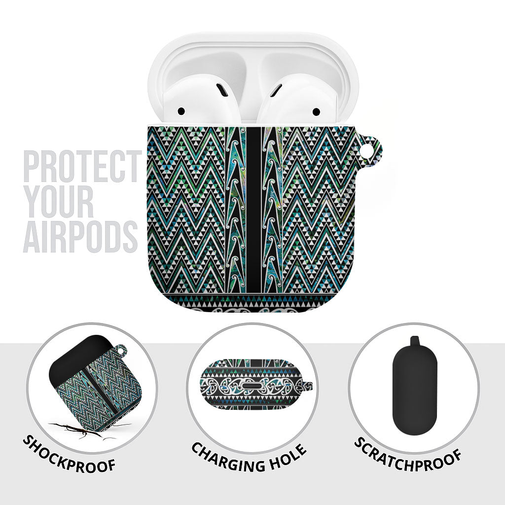 New Zealand Maori Niho Taniwha AirPods Case Papua Shell - Mangopare Puhoro Pattern