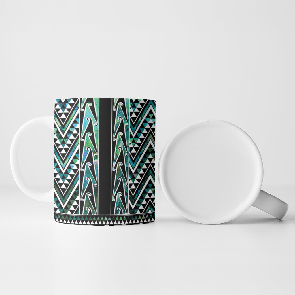 New Zealand Maori Niho Taniwha Ceramic Mug Papua Shell - Mangopare Puhoro Pattern