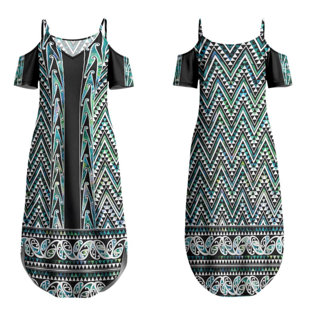 New Zealand Maori Niho Taniwha Couples Matching Summer Maxi Dress and Hawaiian Shirt Papua Shell - Mangopare Puhoro Pattern LT9 - Polynesian Pride