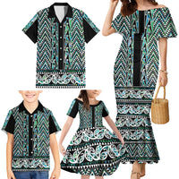New Zealand Maori Niho Taniwha Family Matching Mermaid Dress and Hawaiian Shirt Papua Shell - Mangopare Puhoro Pattern LT9 - Polynesian Pride