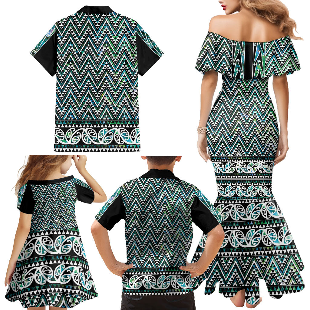 New Zealand Maori Niho Taniwha Family Matching Mermaid Dress and Hawaiian Shirt Papua Shell - Mangopare Puhoro Pattern LT9 - Polynesian Pride