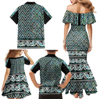 New Zealand Maori Niho Taniwha Family Matching Mermaid Dress and Hawaiian Shirt Papua Shell - Mangopare Puhoro Pattern LT9 - Polynesian Pride