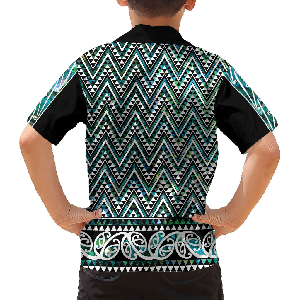 New Zealand Maori Niho Taniwha Family Matching Off The Shoulder Long Sleeve Dress and Hawaiian Shirt Papua Shell - Mangopare Puhoro Pattern LT9 - Polynesian Pride
