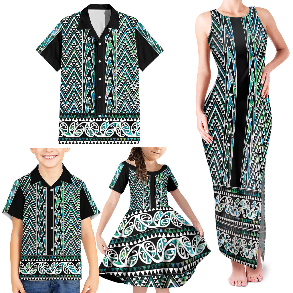 New Zealand Maori Niho Taniwha Family Matching Tank Maxi Dress and Hawaiian Shirt Papua Shell - Mangopare Puhoro Pattern LT9 - Polynesian Pride