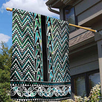 New Zealand Maori Niho Taniwha Garden Flag Papua Shell - Mangopare Puhoro Pattern
