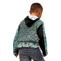 New Zealand Maori Niho Taniwha Kid Hoodie Papua Shell - Mangopare Puhoro Pattern
