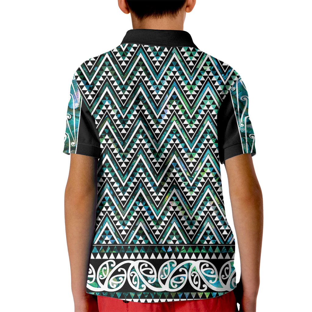 New Zealand Maori Niho Taniwha Kid Polo Shirt Papua Shell - Mangopare Puhoro Pattern