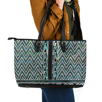 New Zealand Maori Niho Taniwha Leather Tote Bag Papua Shell - Mangopare Puhoro Pattern