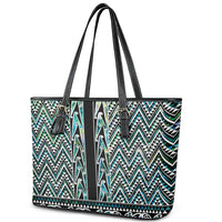 New Zealand Maori Niho Taniwha Leather Tote Bag Papua Shell - Mangopare Puhoro Pattern