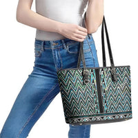 New Zealand Maori Niho Taniwha Leather Tote Bag Papua Shell - Mangopare Puhoro Pattern