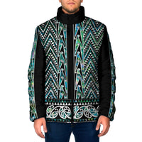 New Zealand Maori Niho Taniwha Padded Jacket Papua Shell - Mangopare Puhoro Pattern