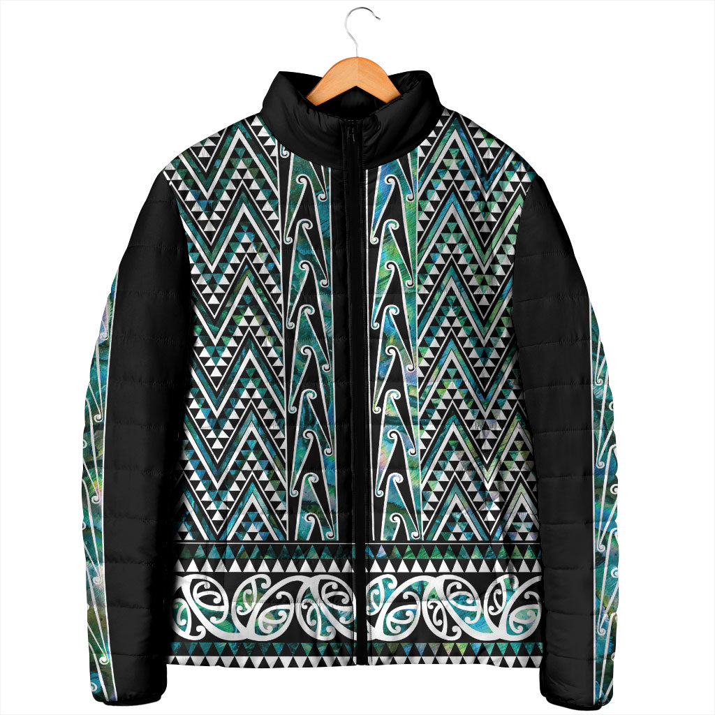 New Zealand Maori Niho Taniwha Padded Jacket Papua Shell - Mangopare Puhoro Pattern