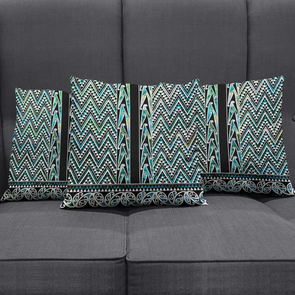 New Zealand Maori Niho Taniwha Pillow Cover Papua Shell - Mangopare Puhoro Pattern