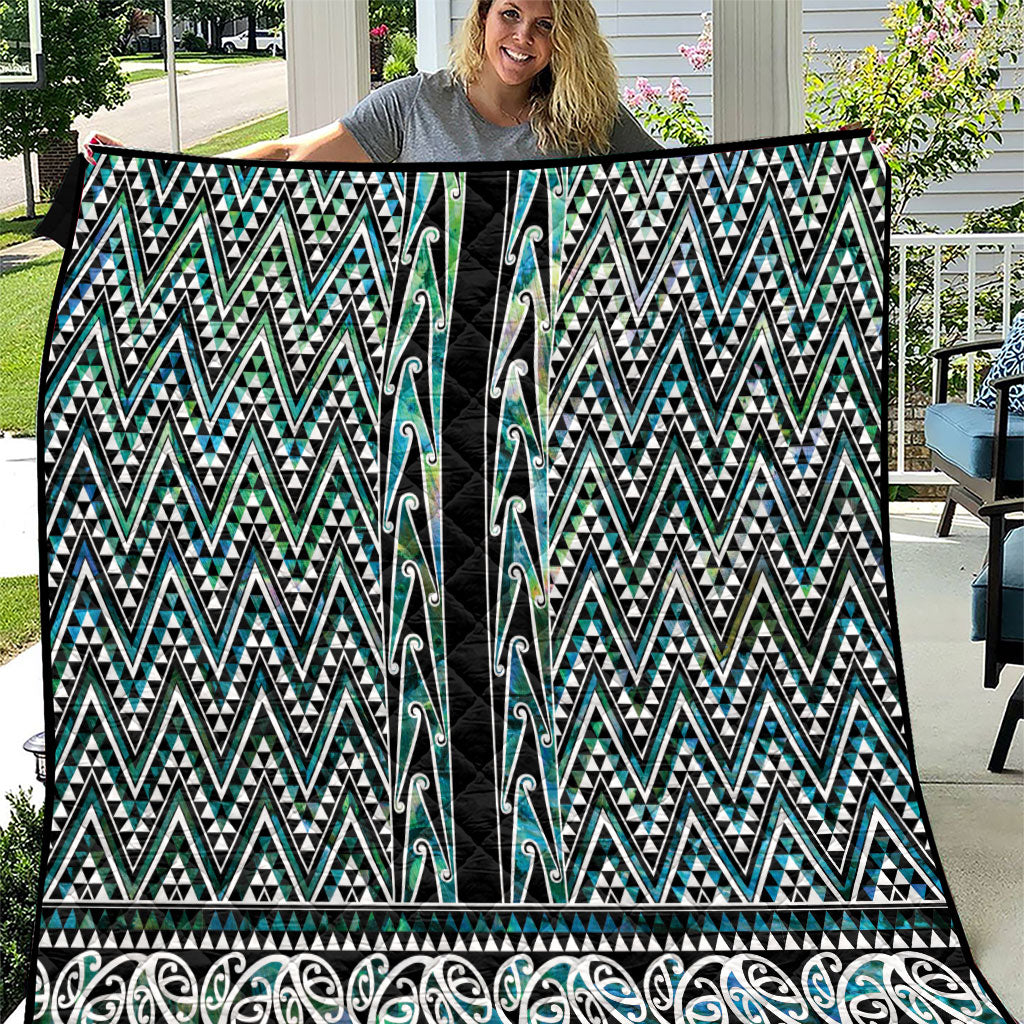 New Zealand Maori Niho Taniwha Quilt Papua Shell - Mangopare Puhoro Pattern LT9 Green - Polynesian Pride