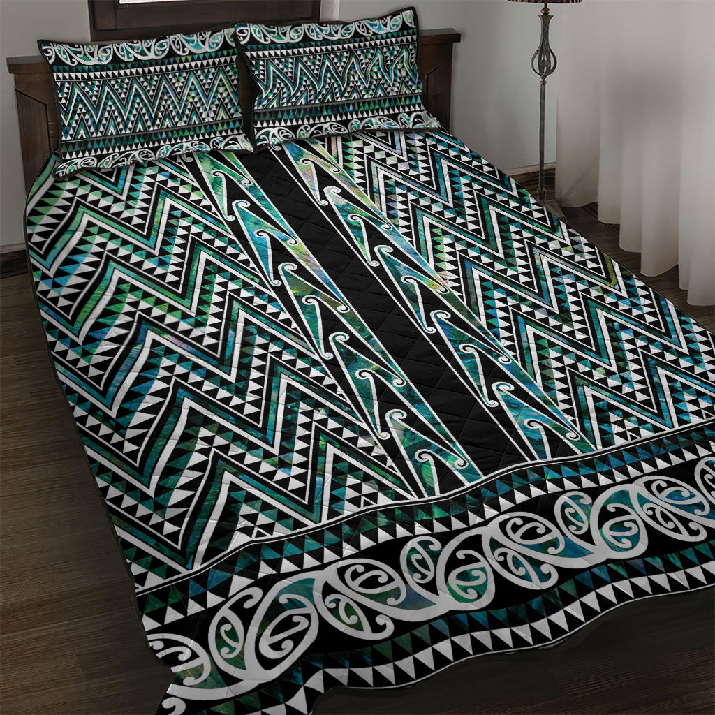 New Zealand Maori Niho Taniwha Quilt Bed Set Papua Shell - Mangopare Puhoro Pattern LT9 Green - Polynesian Pride