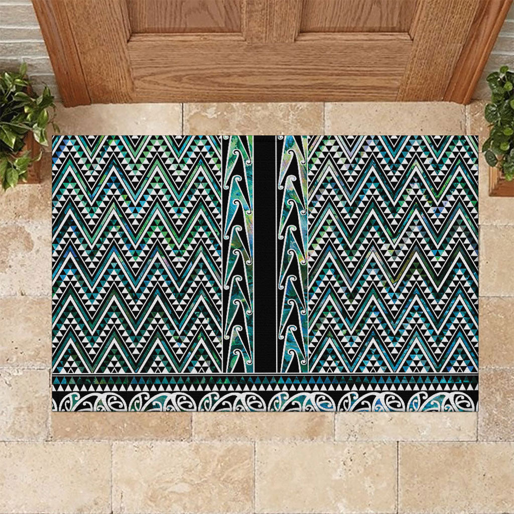 New Zealand Maori Niho Taniwha Rubber Doormat Papua Shell - Mangopare Puhoro Pattern LT9 Green - Polynesian Pride