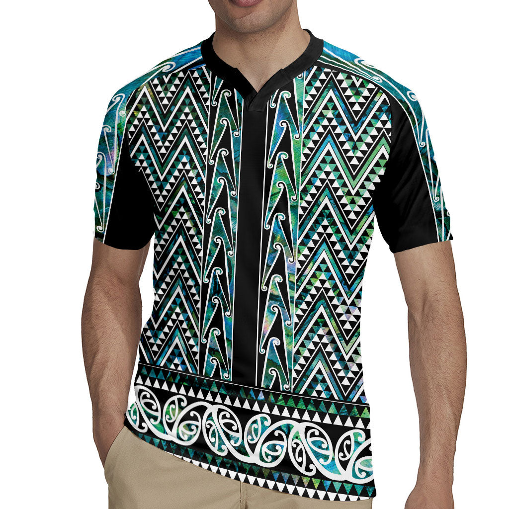 New Zealand Maori Niho Taniwha Rugby Jersey Papua Shell - Mangopare Puhoro Pattern