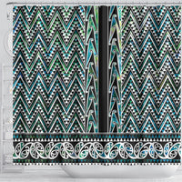 New Zealand Maori Niho Taniwha Shower Curtain Papua Shell - Mangopare Puhoro Pattern