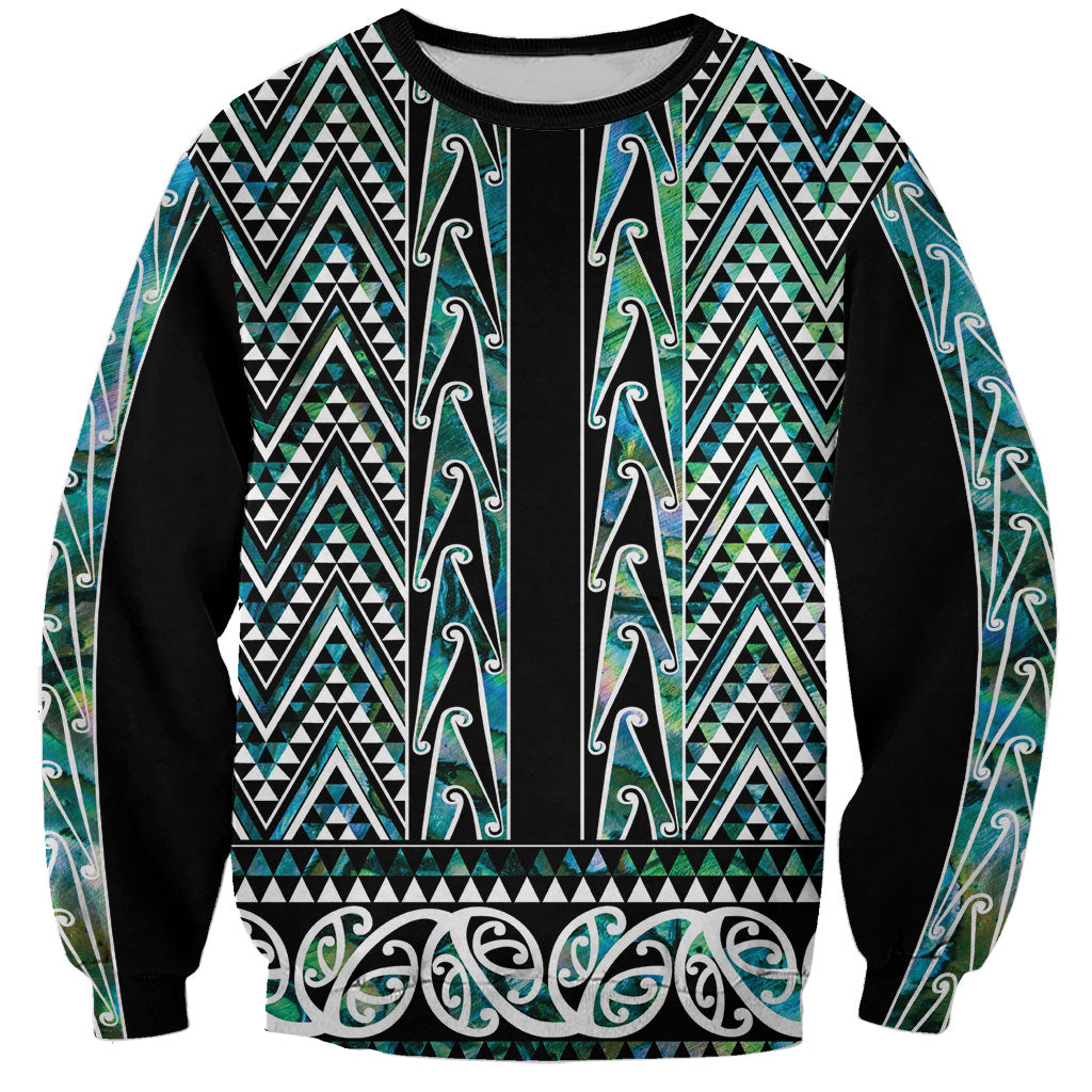 New Zealand Maori Niho Taniwha Sweatshirt Papua Shell - Mangopare Puhoro Pattern LT9 Unisex Green - Polynesian Pride