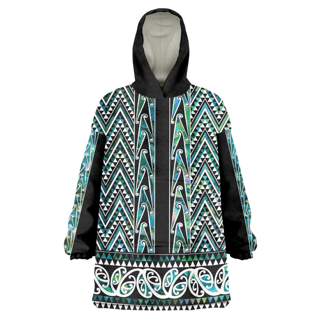 New Zealand Maori Niho Taniwha Wearable Blanket Hoodie Papua Shell - Mangopare Puhoro Pattern