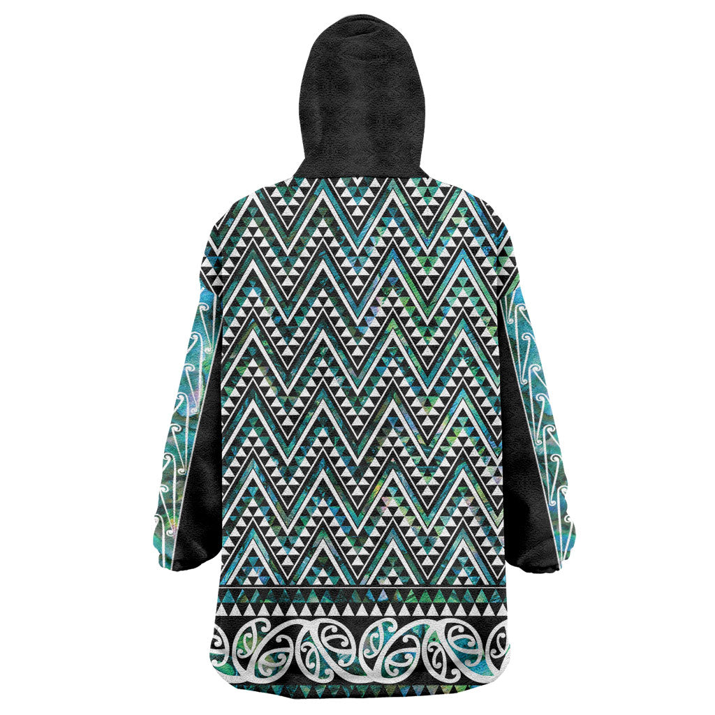 New Zealand Maori Niho Taniwha Wearable Blanket Hoodie Papua Shell - Mangopare Puhoro Pattern