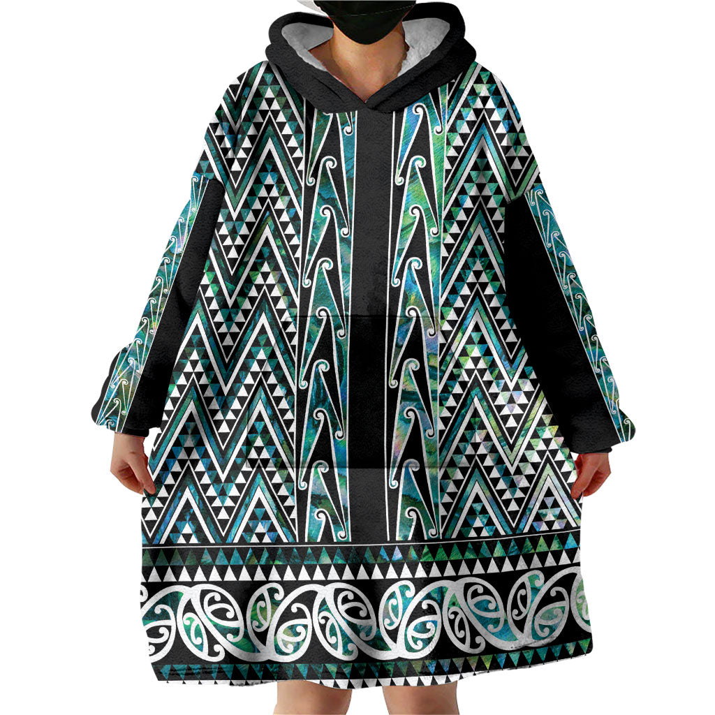 New Zealand Maori Niho Taniwha Wearable Blanket Hoodie Papua Shell - Mangopare Puhoro Pattern